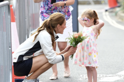 Princess Kate Middleton greets young girl