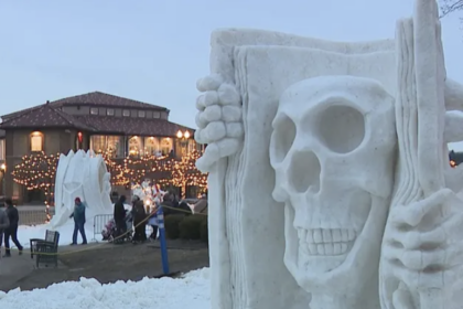 Sculptors battle weather at Winterfest 2025