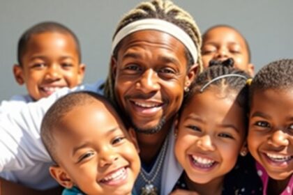 Lil Wayne with his children, smiling and having fun.