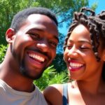 Shannon Sharpe with his girlfriend smiling outdoors together.