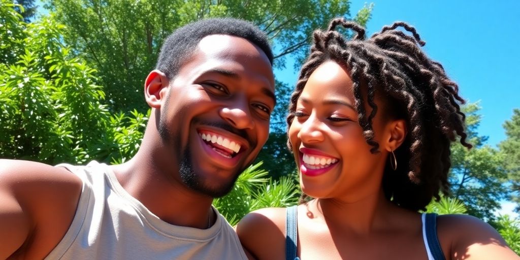 Shannon Sharpe with his girlfriend smiling outdoors together.
