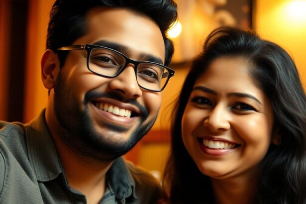 Utkarsh Ambudkar with his wife in a warm setting.