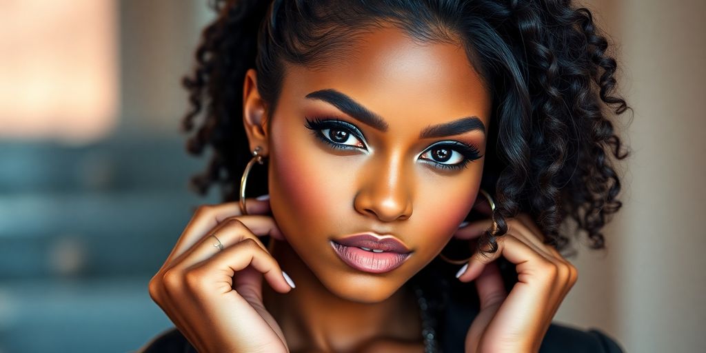 Portrait of a confident young woman in fashionable attire.