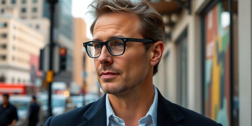 Cooke Maroney portrait in urban setting, stylish attire.