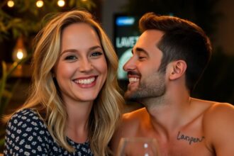 Jennifer Lawrence and partner enjoying a joyful outdoor moment.