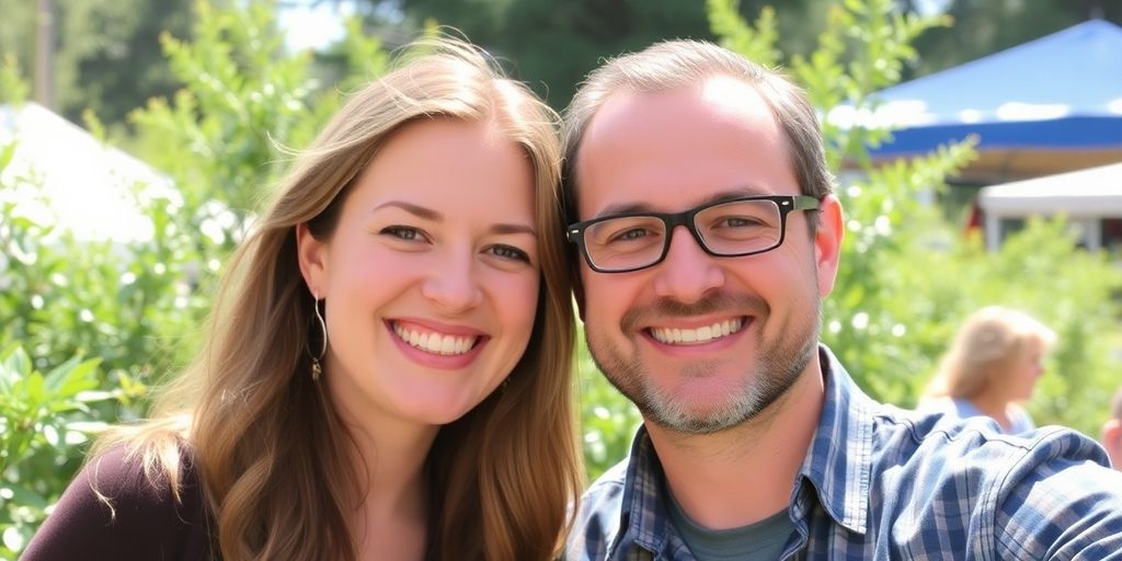 Cassidy Hutchinson and husband smiling outdoors together.