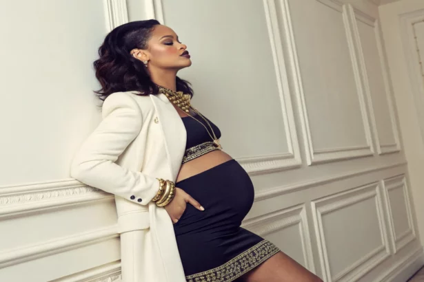 rihanna shows baby bump bold photoshoot