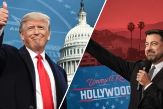 trump praises hollywood defends kimmel