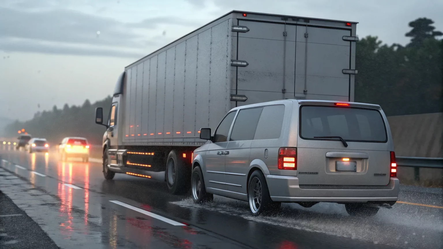 truck tailgating triggers crash interstate