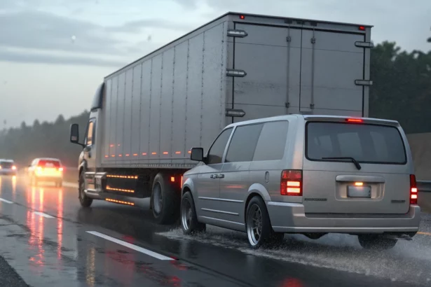 truck tailgating triggers crash interstate