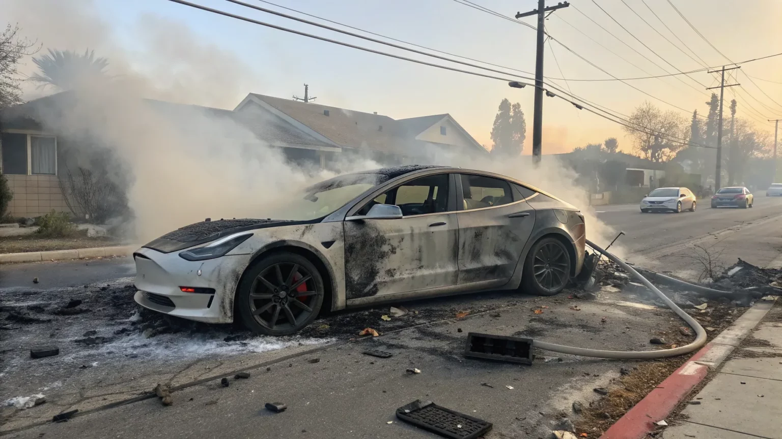 tesla fatal fire lawsuit blamed