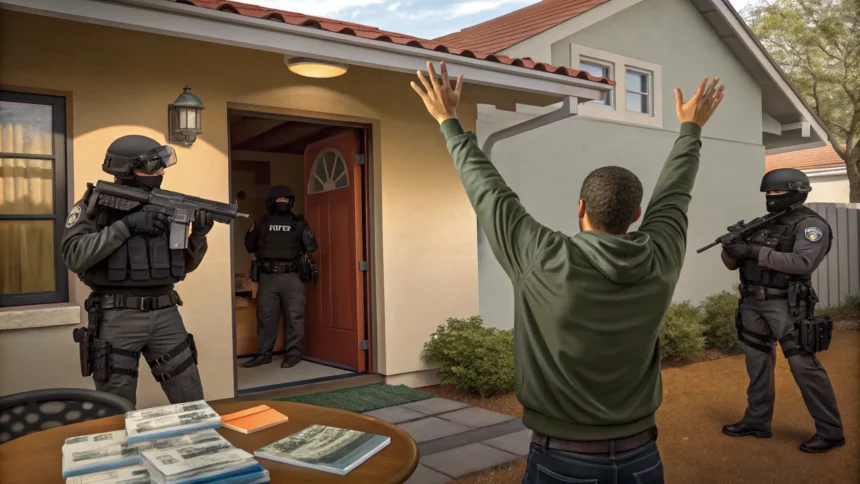 wanted suspect surrenders firearms seized