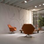 orange rolling chair; quiet office