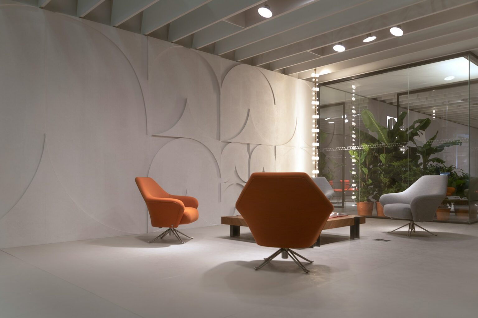 orange rolling chair; quiet office