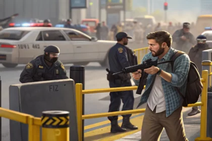 security checkpoint shootout man accused