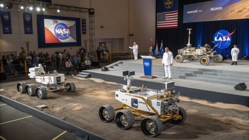 nasa unveils lunar outpost rovers