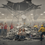 shoppers trapped by ceiling collapse