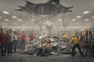shoppers trapped by ceiling collapse
