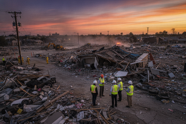 officials assess damage after destruction