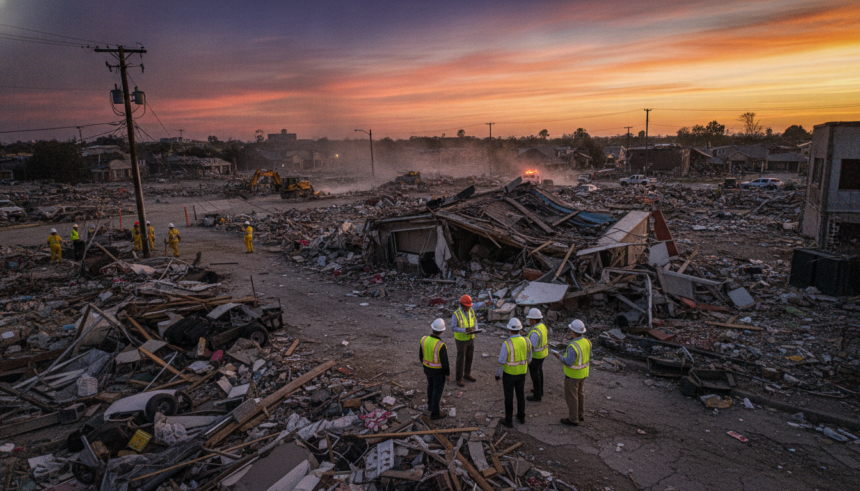 officials assess damage after destruction