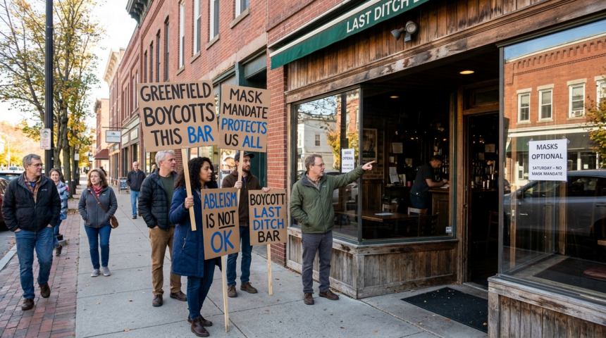 greenfield bar boycott mask policy