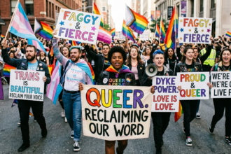 lgbtq activists reclaim slurs protest
