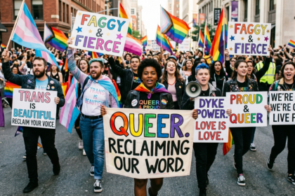 lgbtq activists reclaim slurs protest