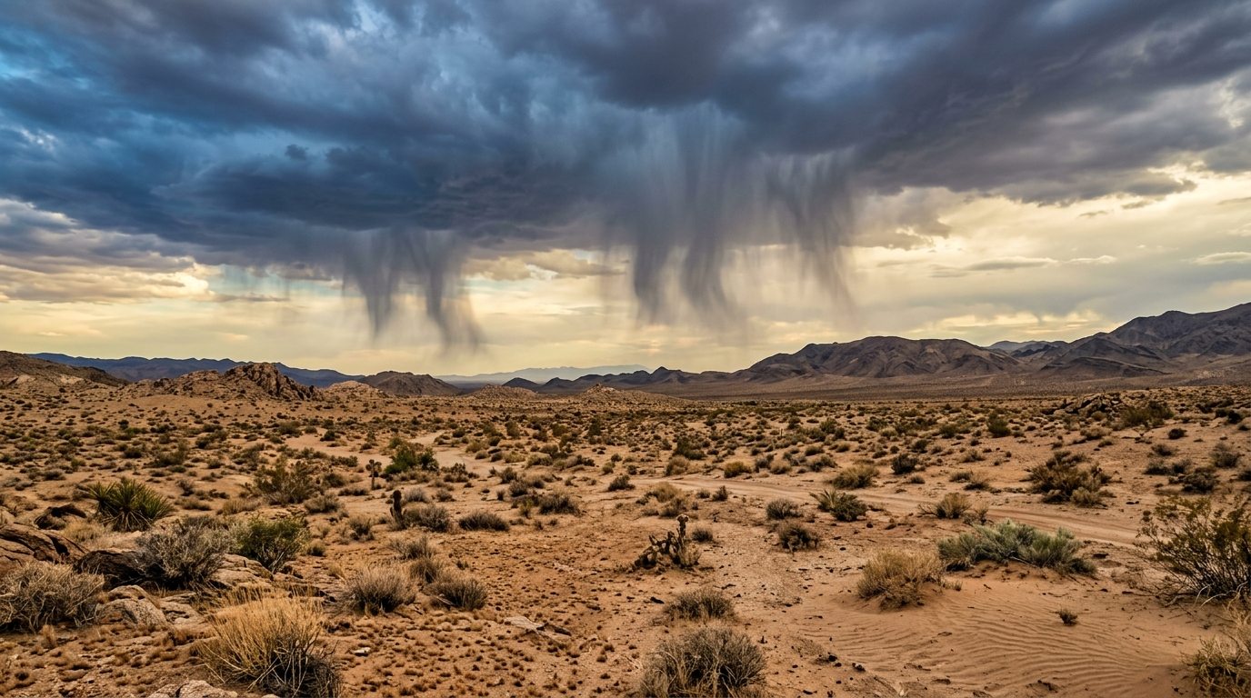 desert rain vanish before landing