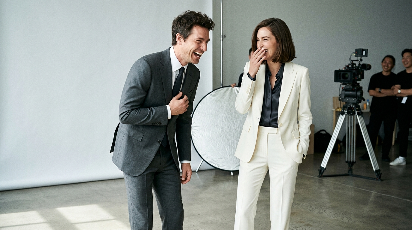 fashion comedy campaign mixes suiting