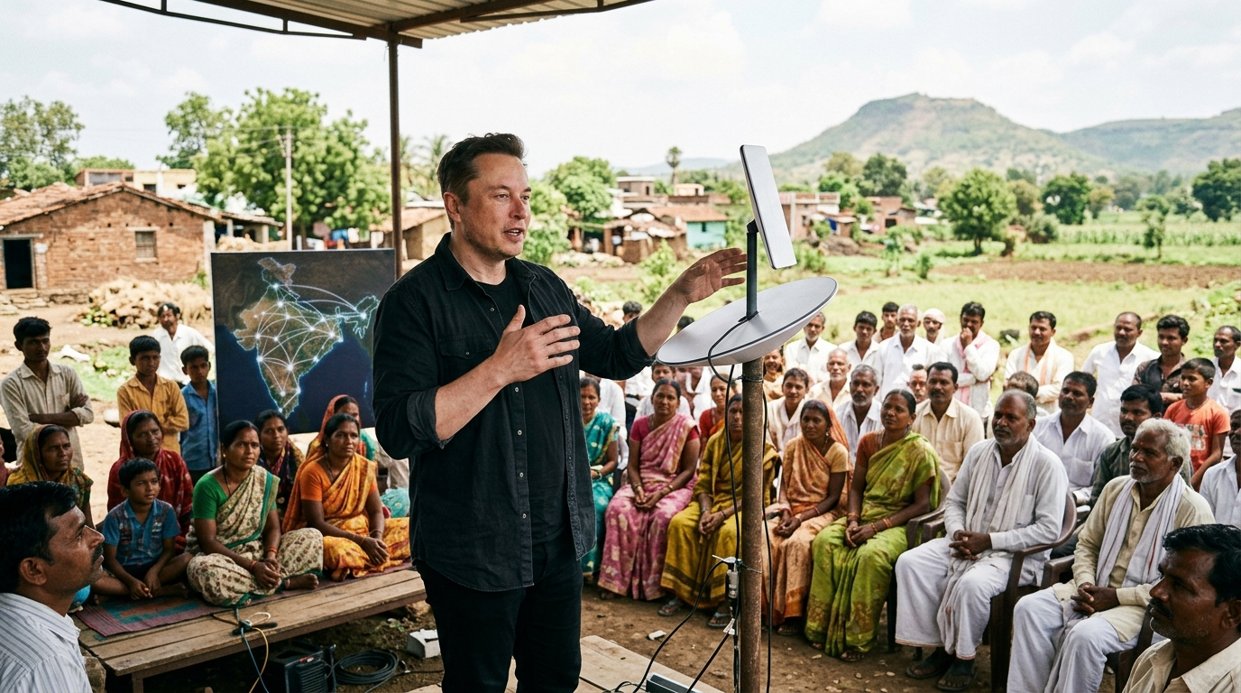 musk starlink rural india internet